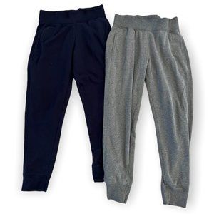 REFLEX Women's High Waist Fleece Joggers - 2 PAIR LOT - Navy & Gray - MEDIUM